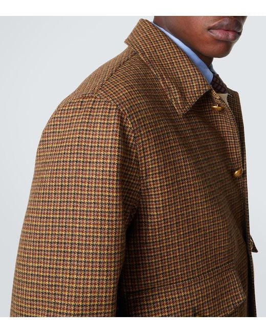 Valentino Brown Houndstooth Virgin Wool Bomber Jacket for men