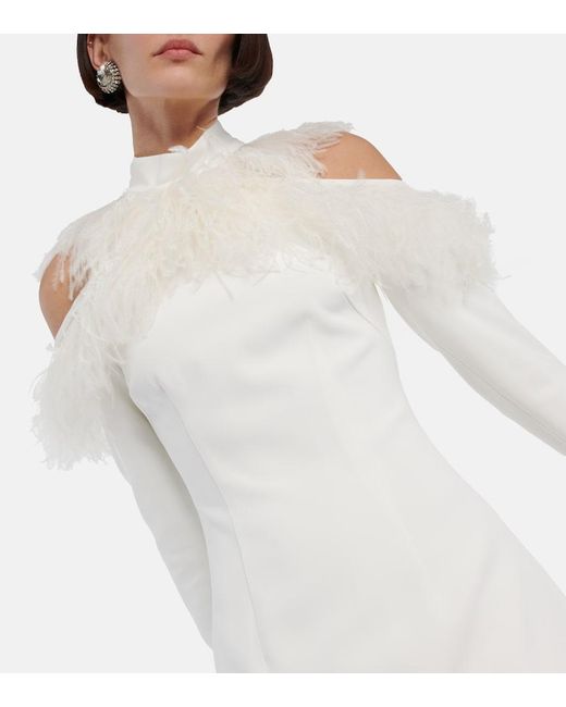 Christopher Kane White Bridal Feather-Trimmed Crepe Gown