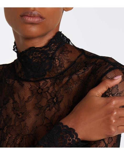Valentino Gray Lace Bodysuit