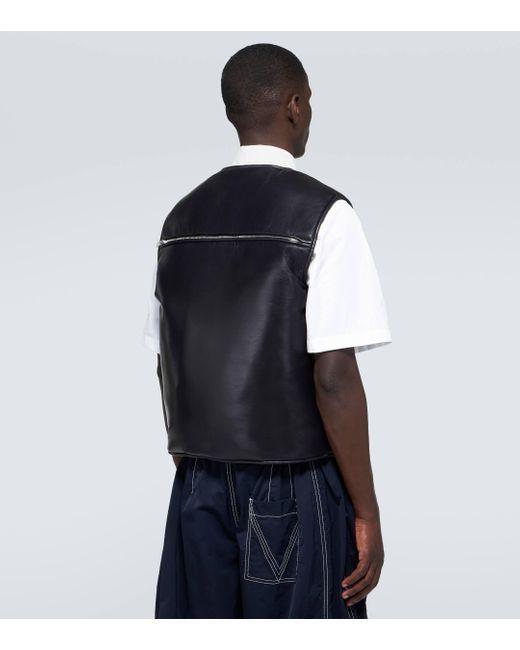 Bottega Veneta Blue Technical Jacket With Leather Puffer Vest for men