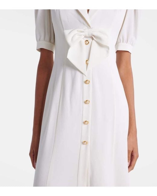 Alessandra Rich White Wool-Blend Crepe Midi Dress