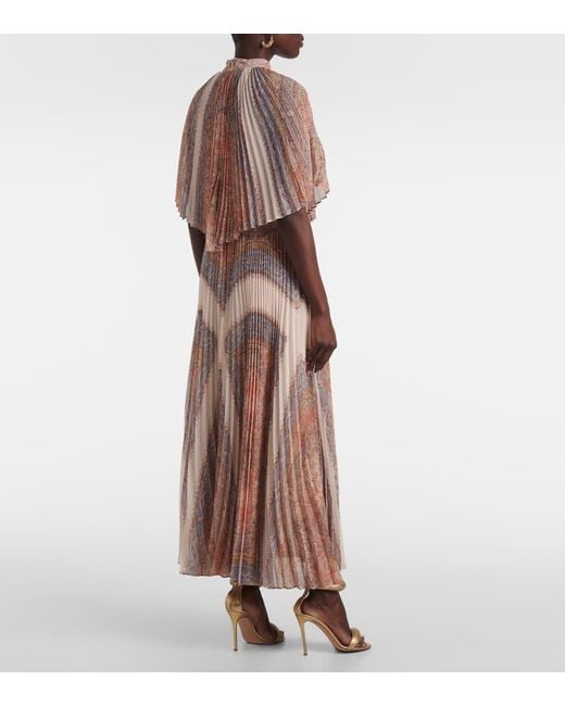 Zimmermann Pink Illustration Sunray Paisley Caped Midi Dress