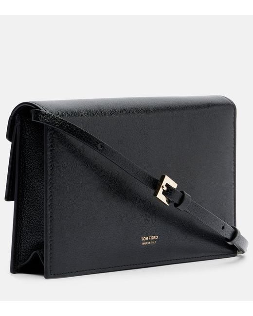 Tom Ford Black T Mini Leather Crossbody Bag