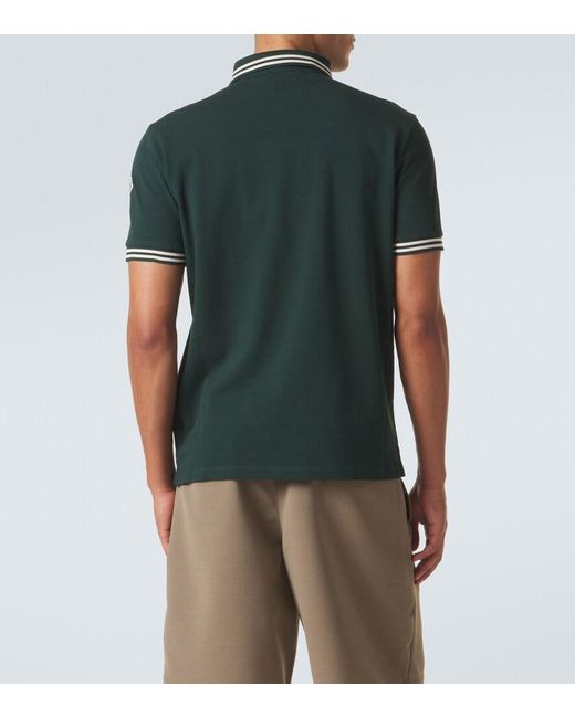 Moncler Green Cotton Pique Polo Shirt for men