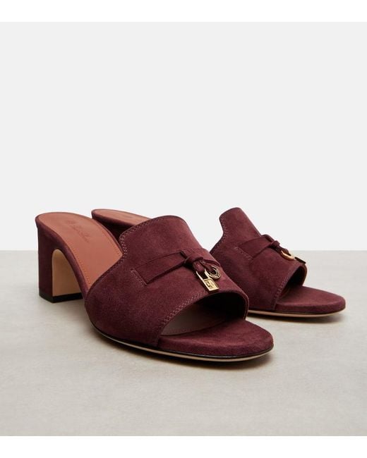 Mules Summer Charms 55 En Daim Loro Piana en coloris Red