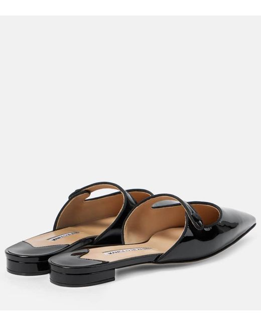 Manolo Blahnik Black Camparimu Patent Leather Mules