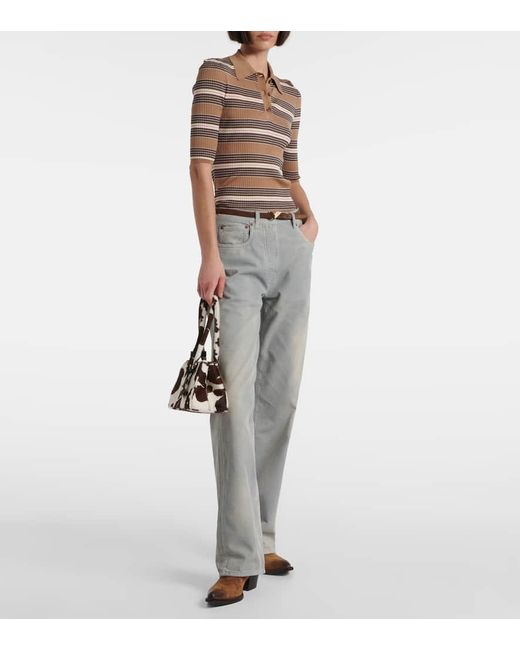 Prada Brown Polopullover Aus Einem Baumwollgemisch