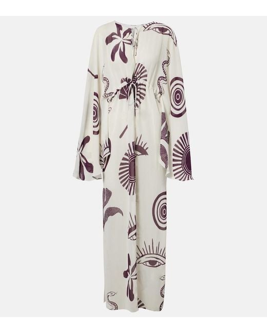 Cala De La Cruz White Cassia Printed Maxi Dress