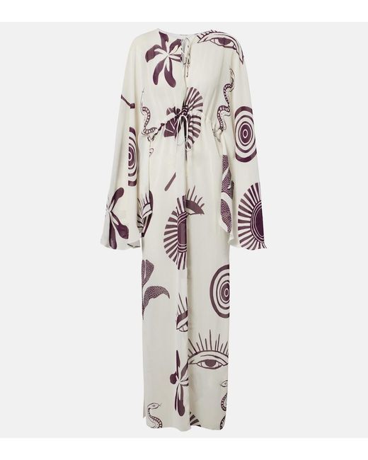 Cala De La Cruz White Cassia Printed Maxi Dress