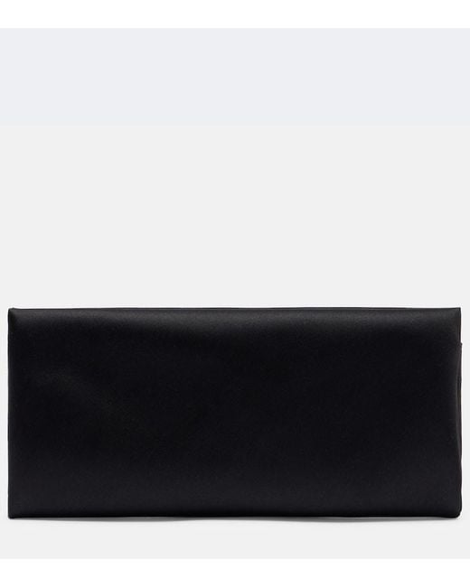 Saint Laurent Black Cassandre Satin Clutch