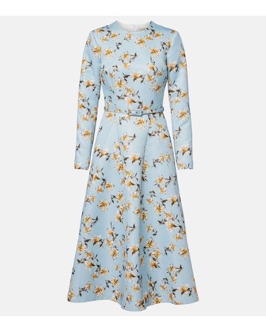 emilia wickstead dress blue Eman Dress In Steel Blue Crepe