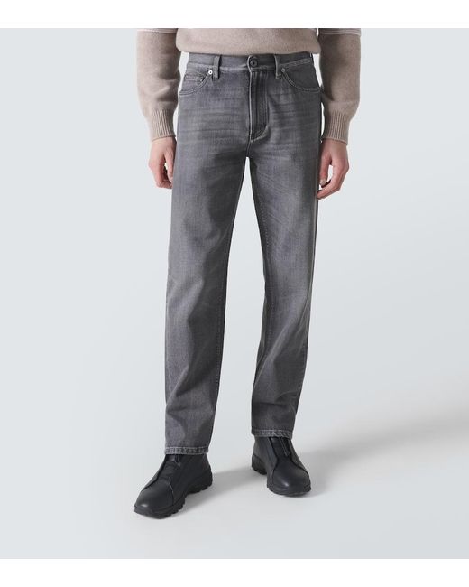 Zegna Gray Roccia Faded Straight Jeans for men