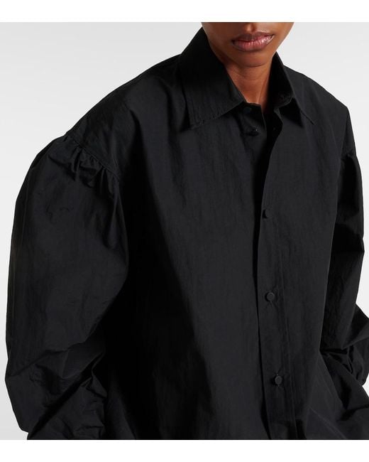 Plan C Black Oversized Crepe Shirt