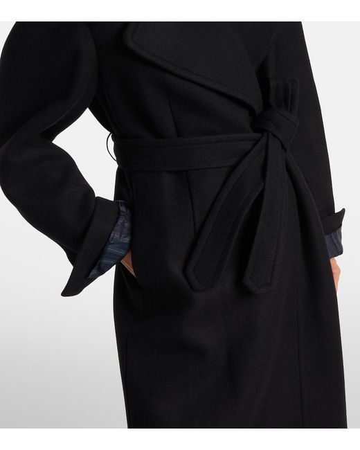 Dries Van Noten Black Wool-Blend Twill Coat