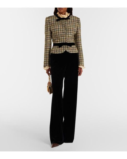 Valentino Black Velvet-Trimmed Lame Tweed Jacket