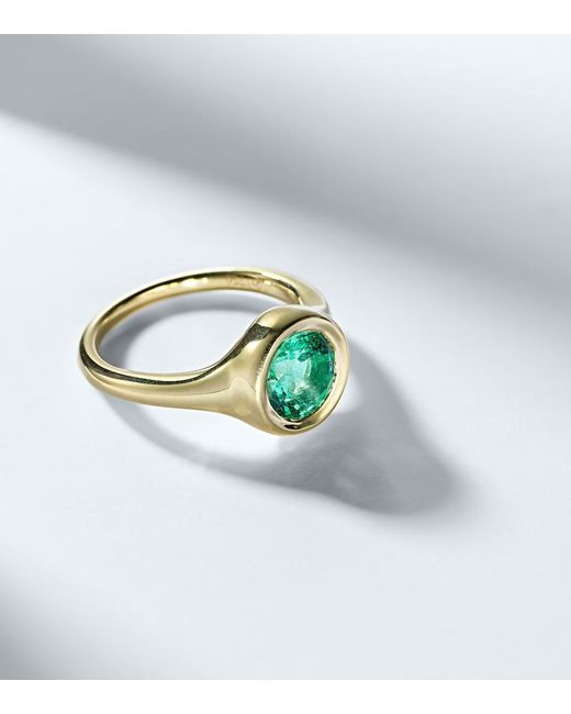 Octavia Elizabeth White Lenny 18Kt Ring With Emerald for men