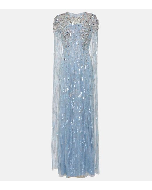 Jenny Packham Blue Embellished Atlantis Gown