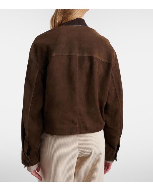 Brunello Cucinelli Brown Cropped Suede Jacket