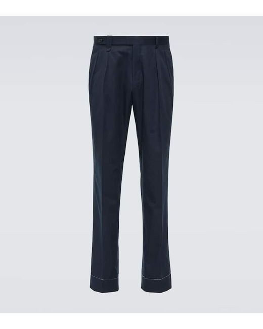 Pantaloni chino Elba in gabardine di cotone di Brioni in Blue da Uomo