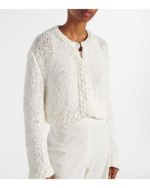 Khaite White Genevieve Open-Knit Cardigan
