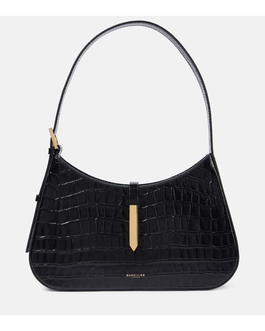 DeMellier Tokyo Croc-Effect Leather Shoulder Bag in Black | Lyst