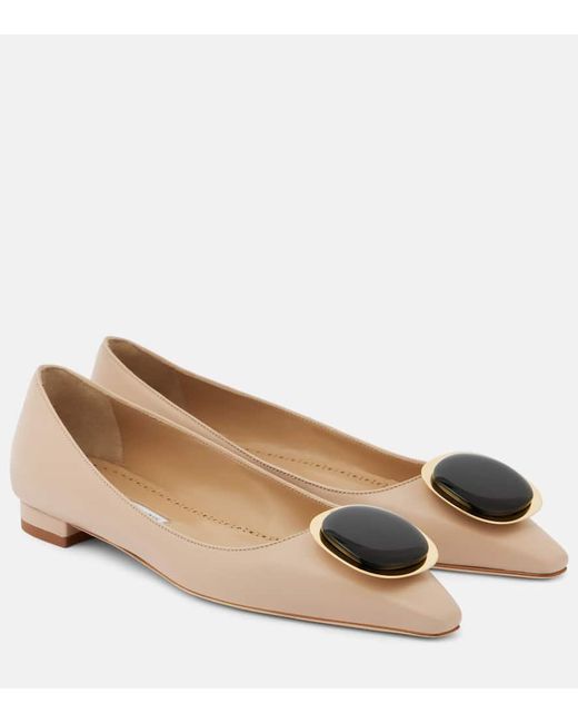 Manolo Blahnik Brown Chiaran Leather Ballet Flats