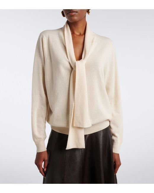 Jardin Des Orangers Natural Tie-Neck Wool And Cashmere Sweater