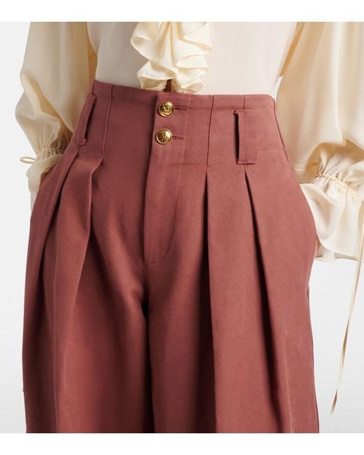 Chloé Red Cotton Wide-Leg Pants