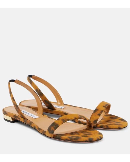 Aquazzura Brown So Nude Leopard-Print Suede Sandals