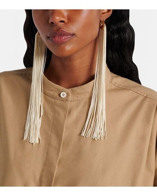 Pendientes De Aro Con Flecos Jil Sander de color White