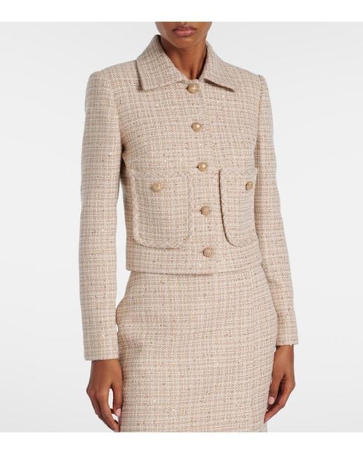 Elie Saab Natural Sequined Tweed Jacket
