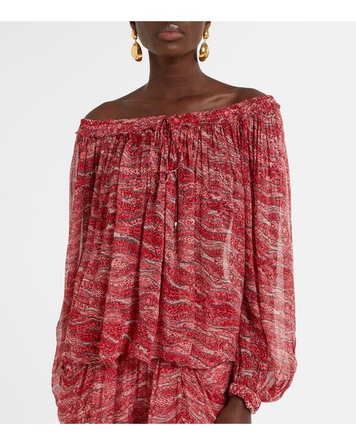 Isabel Marant Red Vutti Chiffon Top