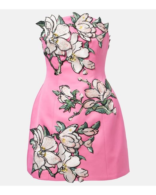 LEO LIN Women's Pink Floral-Applique Embroidered Minidress