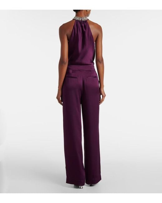 Jonathan Simkhai Purple Kira Satin Wide-Leg Pants