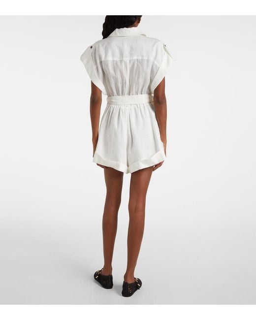 Zimmermann White Linen Playsuit