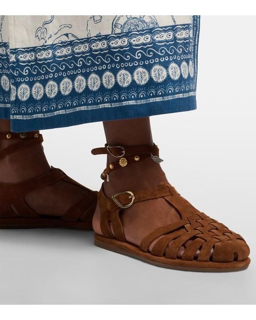 Ancient Greek Sandals Brown Karina Suede Fisherman Sandals