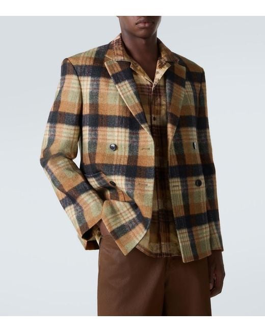 Dries Van Noten Brown Checked Wool Blazer for men