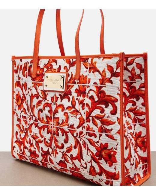 Dolce & Gabbana Red Shopping Large Printed Canvas Shopper