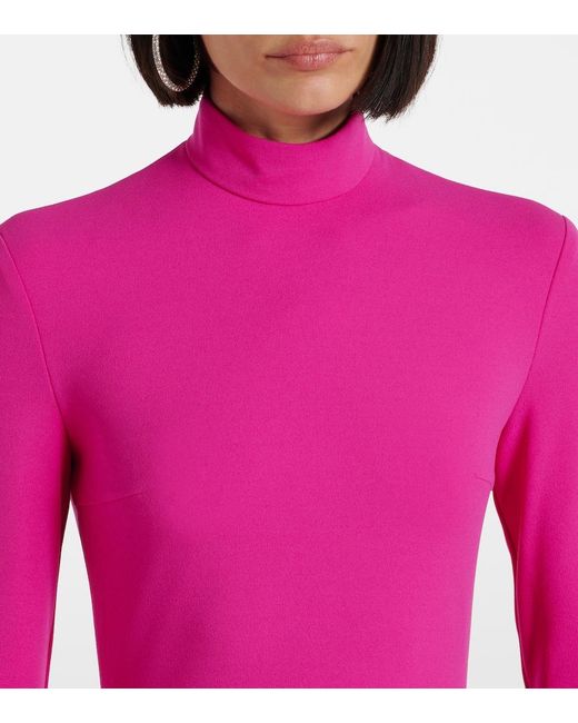 Solace London Pink Viviana Satin-Trimmed Crepe Gown