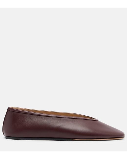 Le Monde Beryl Brown Luna Leather Ballet Flats