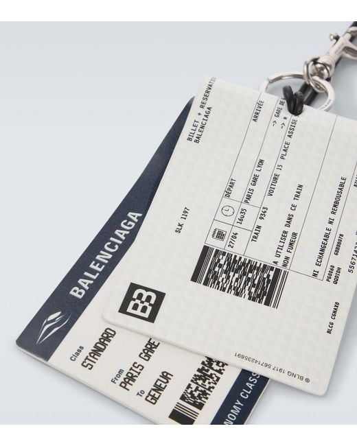 Balenciaga Train Ticket Keychain in White for Men | Lyst