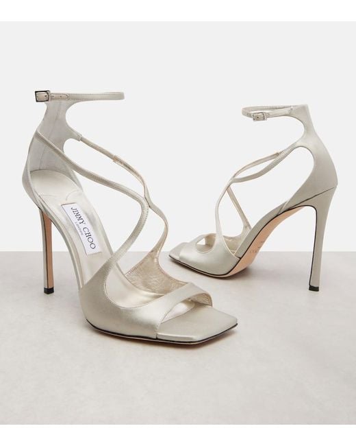 Jimmy Choo White Sandalen Azia 110 Aus Satin