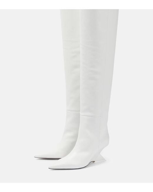 The Attico White Cheope Leather Over-The-Knee Boots