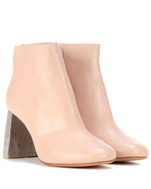 Acne Pink Claudine Leather Ankle Boots