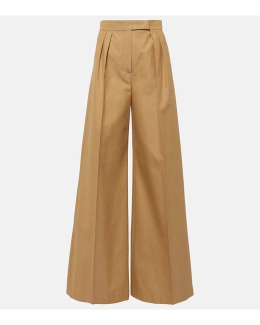 Pantalones anchos Corte de algodon Max Mara de color Natural