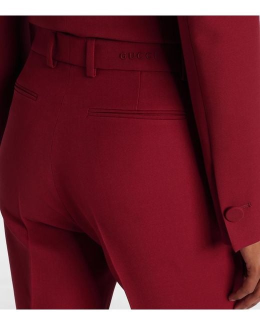 Gucci Red Silk And Wool Straight Pants