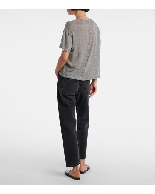 The Row Gray Lila Knitted Cashmere Top