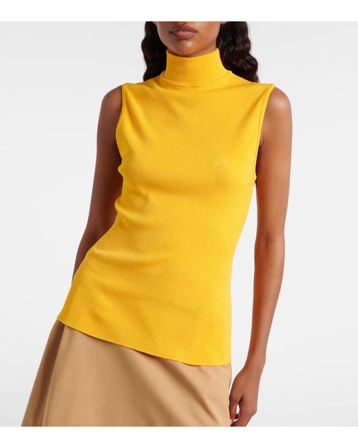 Loewe Yellow Double L Ribbed-Knit Top