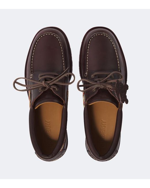 Burberry Brown Leather Boat Shoes for men