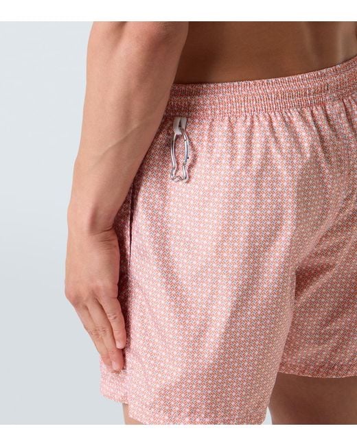 Fedeli Pink Madeira Printed Swim Trunks for men